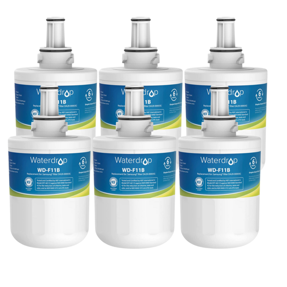 Waterdrop DA29-00003G Refrigerator Water Filter, Replacement for Samsung DA29-00003G, DA29-00003B, DA29-00003A, Aqua-Pure Plus, HAFCU1, RFG237AARS, FMS-1, RS22HDHPNSR, RSG257AARS, WSS-1, 6 Filters