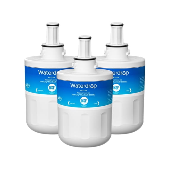 Waterdrop WD-F11B Replacement for Samsung® DA29-00003G, DA29-00003B, DA29-00003A, Aqua-Pure Plus, HAFCU1, RFG237AARS, FMS-1, RS22HDHPNSR, RSG257AARS, WSS-1 Refrigerator Water Filter, 3 Filters