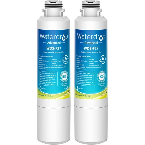 Waterdrop DA29-00020B NSF 53&42 Certified Refrigerator Water Filter, Replacement for Samsung DA29-00020B, HAF-CIN/EXP, 2 Filters