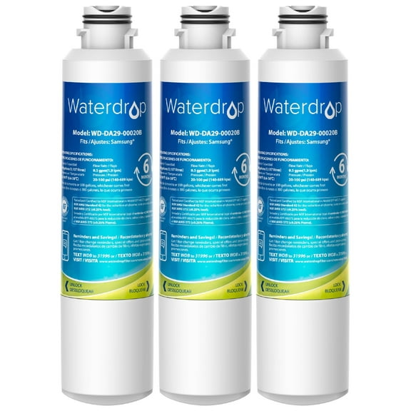 Waterdrop DA29-00020B NSF 53&42 Certified Refrigerator Water Filter, Replacement for Samsung DA29-00020B, HAF-CIN/EXP, 3 Filters