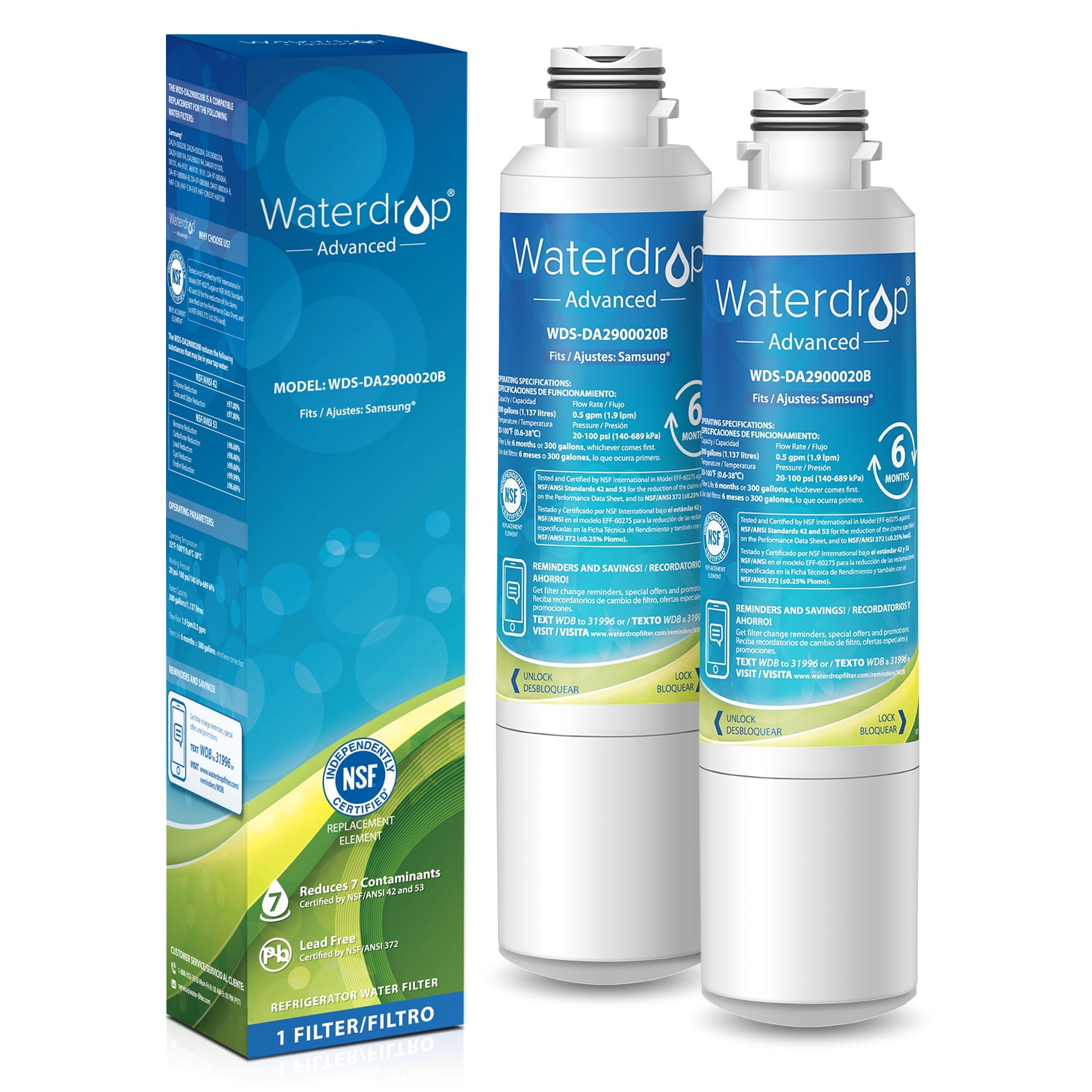 Waterdrop DA2900020B Refrigerator Water Filter, Replacement for