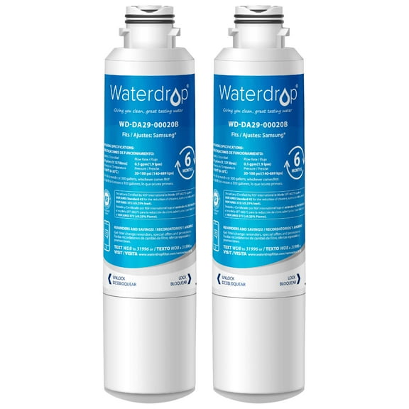 Waterdrop DA29-00020B Refrigerator Water Filter, Replacement for Samsung DA29-00020B, HAF-CIN/EXP, 2 Filters(Packaging may be varied)