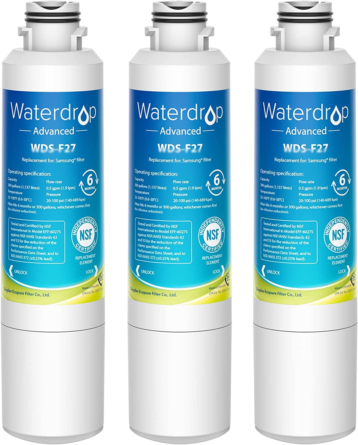 Waterdrop DA2900020B 3Pack Fridge Water Filter, Compatible with
