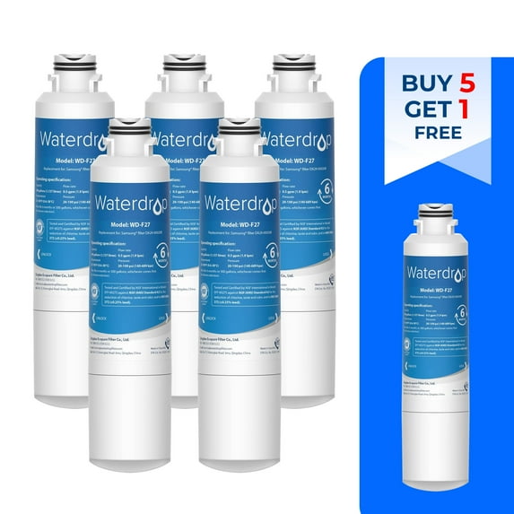 Waterdrop DA29-00020B Refrigerator Water Filter, Replacement for Samsung DA29-00020B, HAF-CIN/EXP (Packaging may be varied) 6 PACK