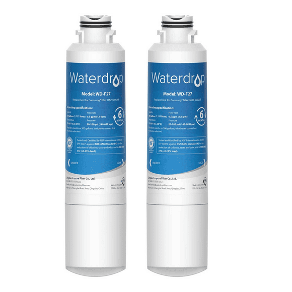Waterdrop DA29-00020B Replacement for Samsung Water Filter HAF-CIN/EXP, DA29-00020B, HAF-CIN, DA29-00020B-1, RF28HMEDBSR, RF263BEAESR, RS25J500DSR, RF263TEAESG, HDX FMS-2, 2 PACK