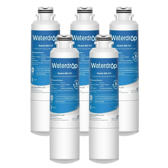 Waterdrop DA29-00020B Replacement for Samsung® Water Filter HAF-CIN/EXP, DA29-00020B, HAF-CIN, DA29-00020B-1, RF28HMEDBSR, RF263BEAESR, RS25J500DSR, RF263TEAESG, HDX FMS-2, DA97-08006A-1, 5 Filter