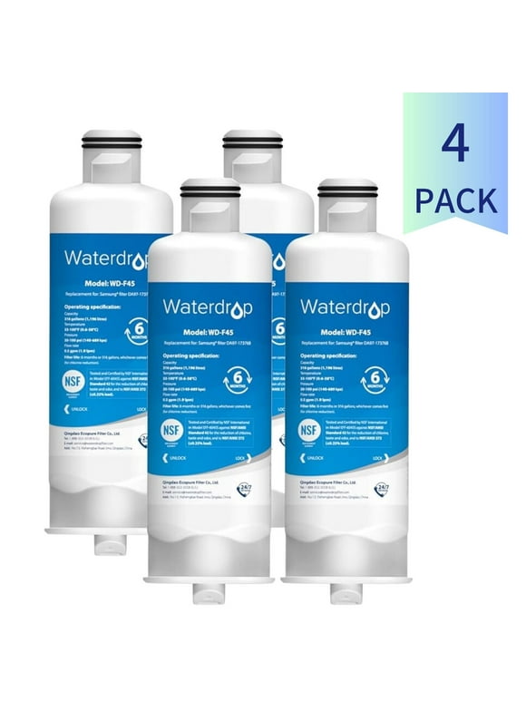 Waterdrop DA97-17376B HAF-QIN/EXP Refrigerator Water Filter, Replacement for Samsung DA97-17376B, DA97-08006C, NSF 42 Certified, 4 Pack