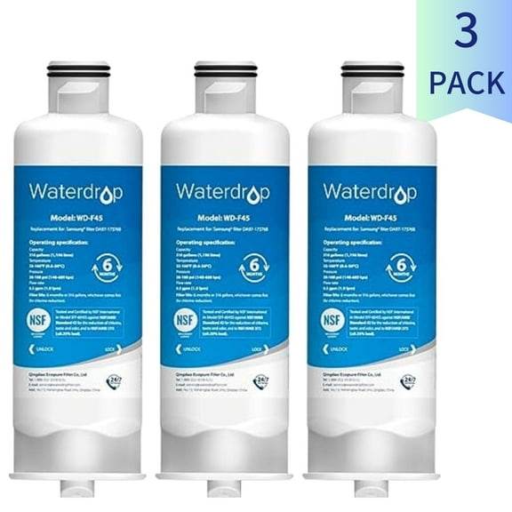 Waterdrop DA97-17376B HAF-QIN/EXP Water Filter, Replacement for Samsung, DA97-17376B,08006C, NSF 42 Certified, 3 Pack