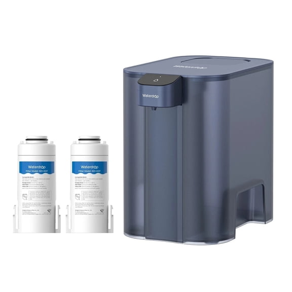 Waterdrop ED04B-L Mega Electric Water Filter Dispenser, Large 27-Cup, 200-Gallon Rechargeable Instant System,Does not Lower TDS, Blue, with 1 filter
