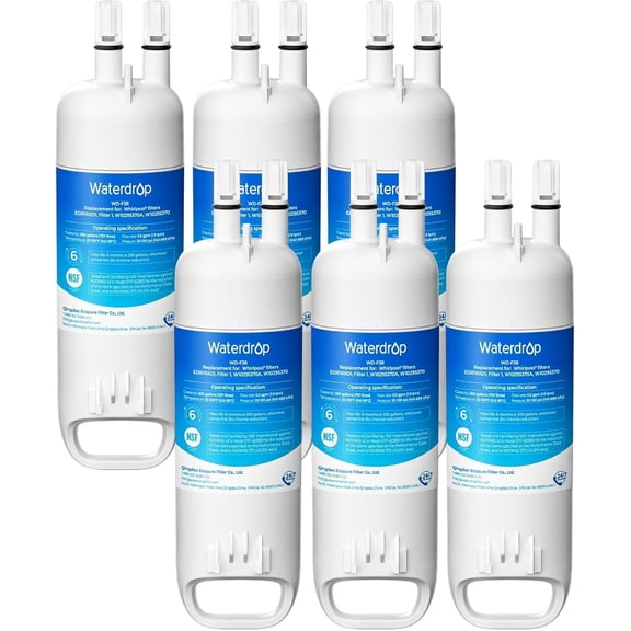 Waterdrop EDR1RXD1 Replacement for Everydrop Filter 1,W10295370A, EDR1RXD1B, P8RFWB2L, P4RFWB, Kenmore 46-9081, 46-9930, WD-F38 Refrigerator Water Filter, 6 Filters