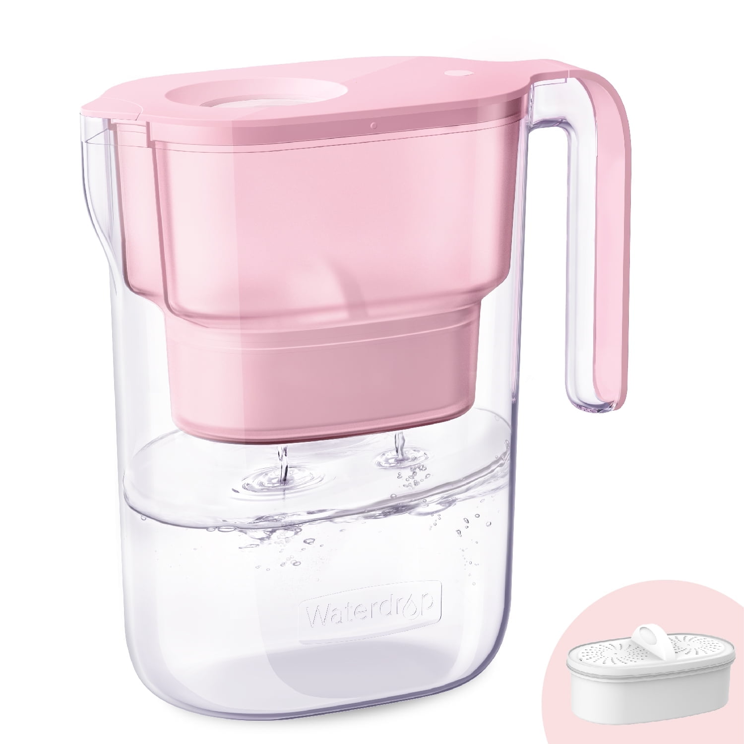 Waterdrop Elfin 5Cup Water Filter Pitcher, 1 Filter, LongLasting (200 gallons), BPA Free, Pink