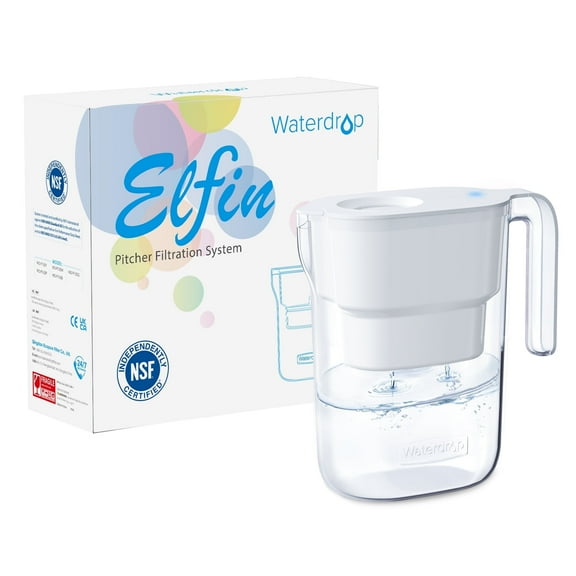 Waterdrop Elfin 5-Cup Water Filter Pitcher, Water Dispenser with 1 Filter, Long-Lasting (200 gallons), 5X Times Lifetime Filtration Jug, Reduces PFAS, PFOA/PFOS, Chlorine, BPA Free, White