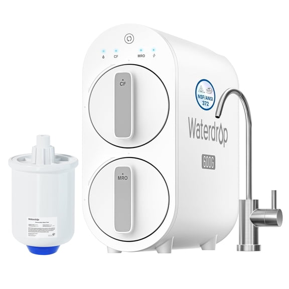 Waterdrop G2P600 Reverse Osmosis System, With Waterdrop PMT Small Water Pressure Tank, 600 GPD Reverse Osmosis Water Filter, 7 Stage Tankless RO Water Filter System, Under Sink RO System