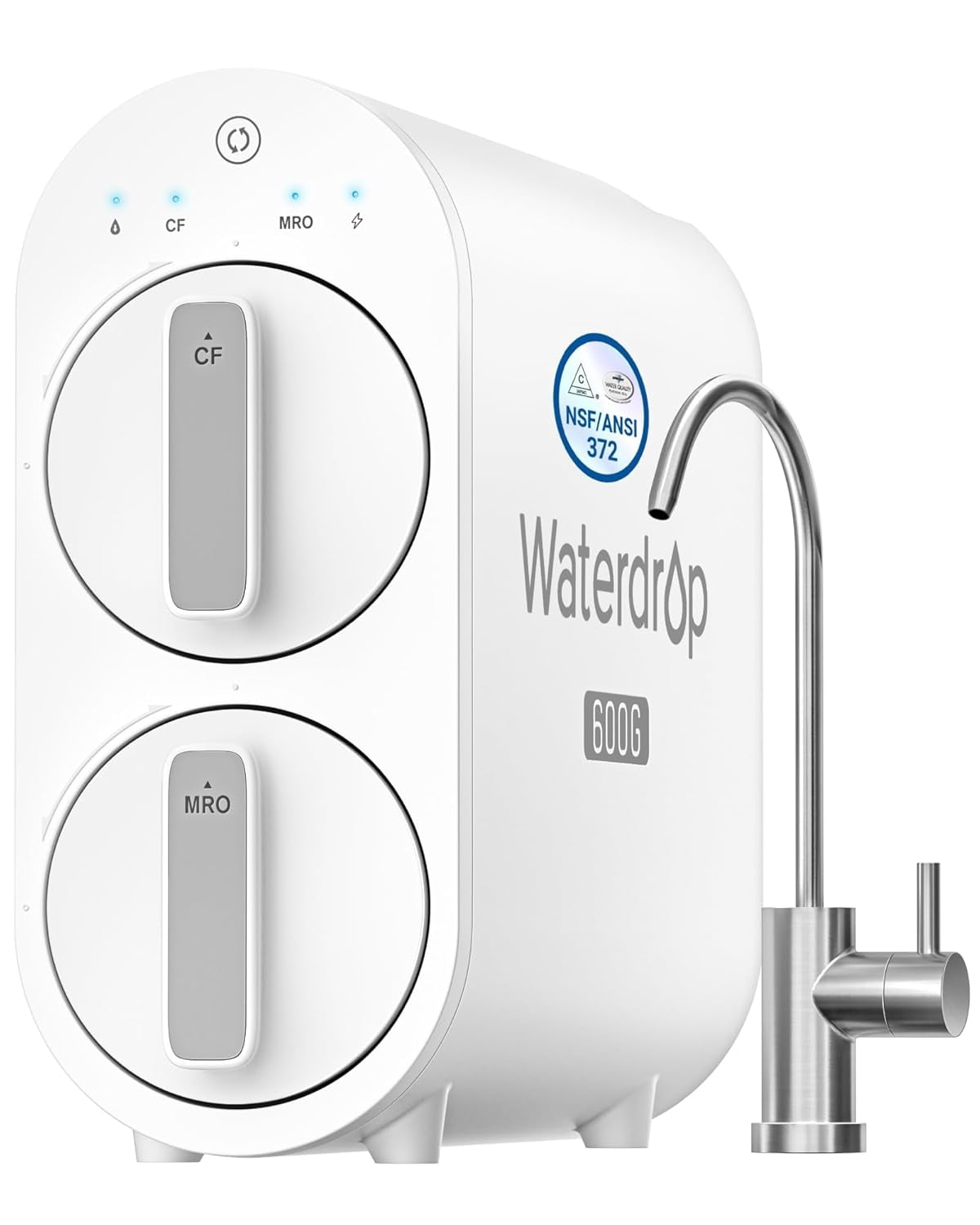 Waterdrop G2P600 Tankless Reverse Osmosis System, 600 GPD Under Sink RO Water Filter, 7-Stage Filtration, Reduce TDS