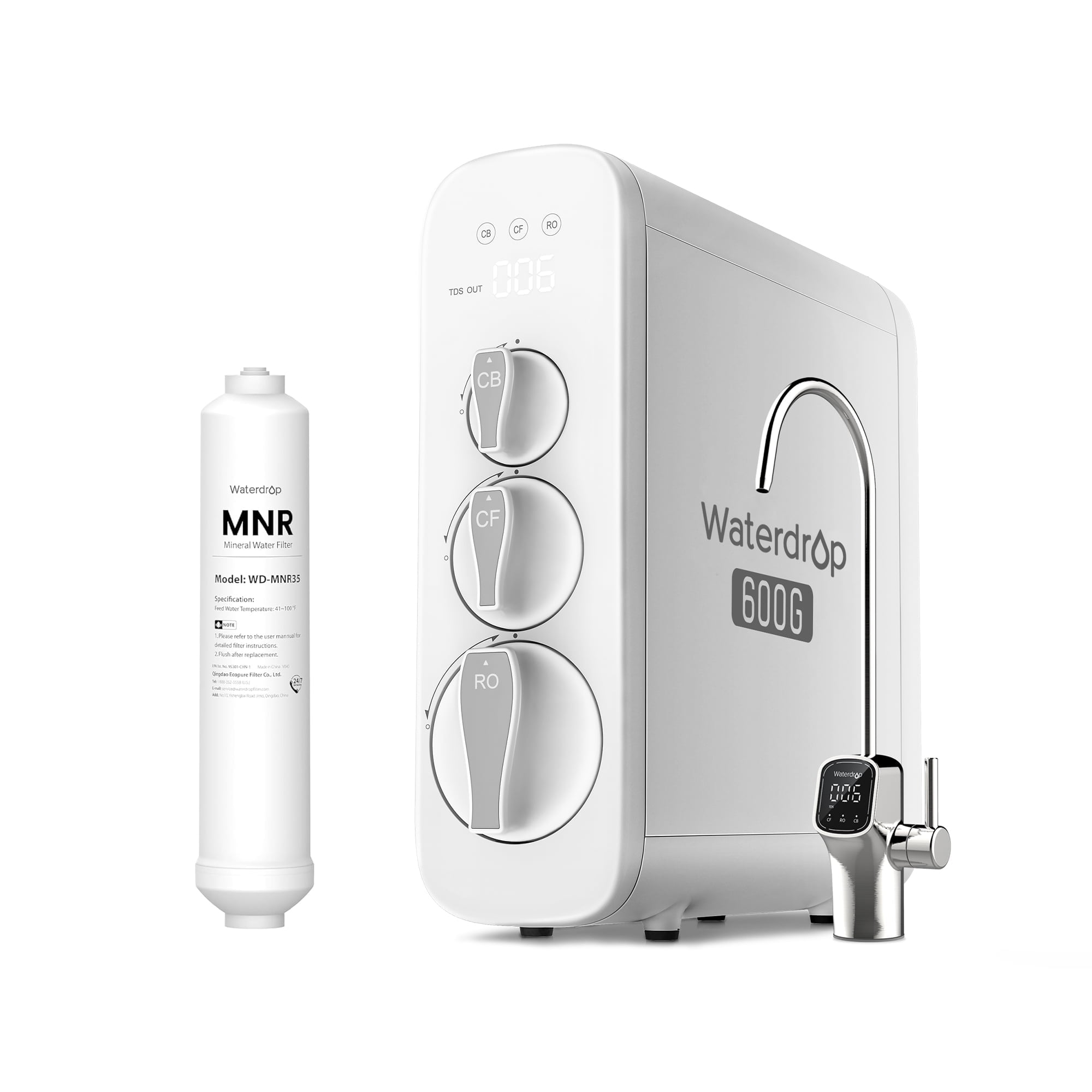 Waterdrop G3P600 Reverse Osmosis System, 8 Stage Tankless