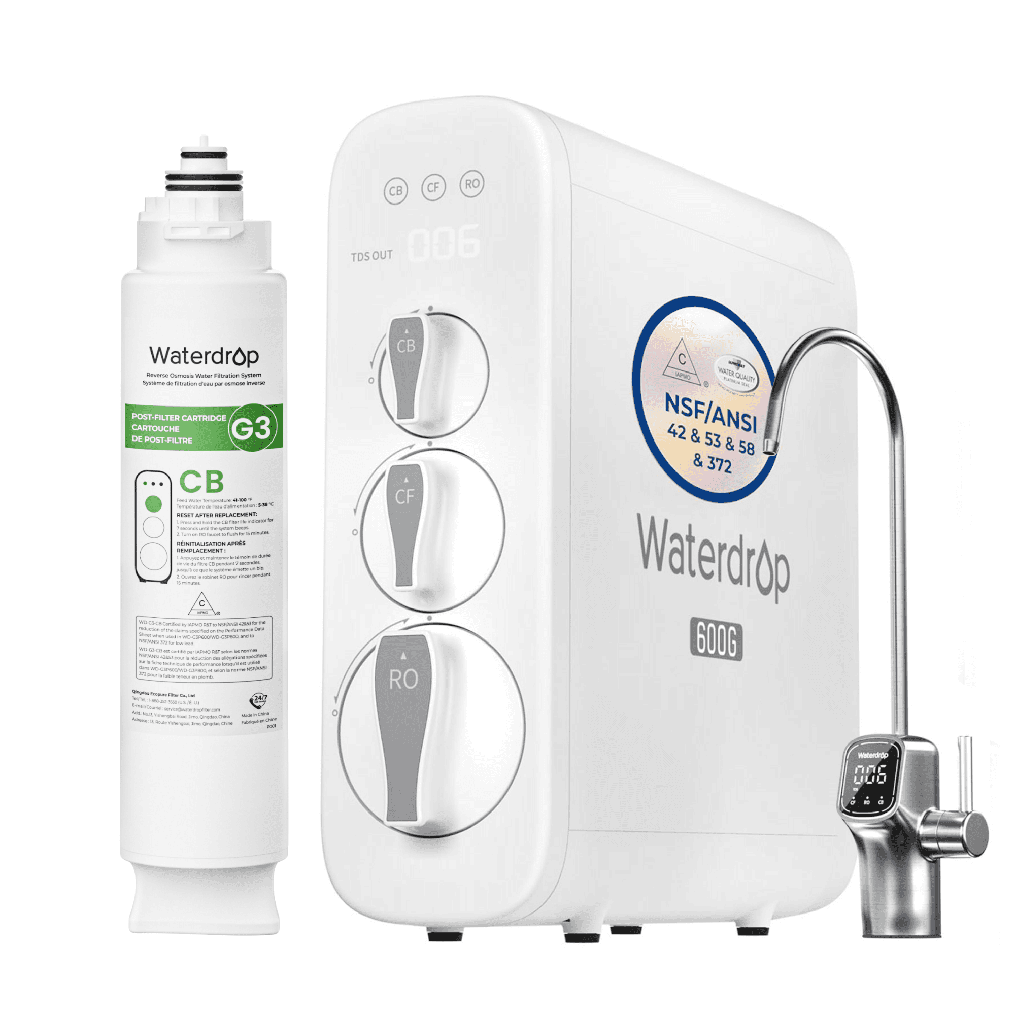 Water Ropu Filter Waterdrop G3 Reverse Osmosis System, 8 Stage Tankless Reverse Osmosis ...