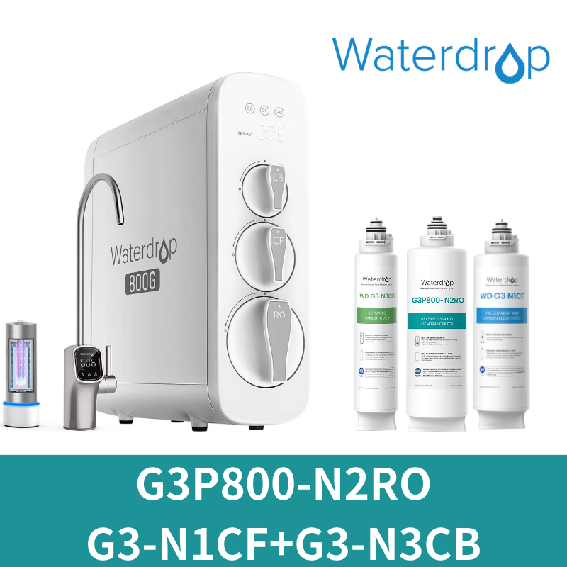 Waterdrop G3P800 Reverse Osmosis System, With G3P800N2RO&G3N1CF&G3