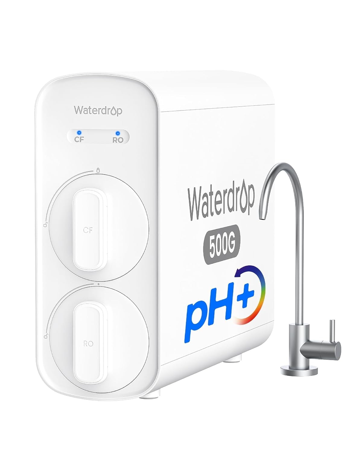 Waterdrop G5P500A Alkaline Mineral pH+ Reverse Osmosis Water Filter, NSF/ANSI 372 Certified, 8 Stage Reverse Osmosis System, 500G RO Water Filtration System, 2:1 Pure to Drain, Reduces TDS, BPA Free