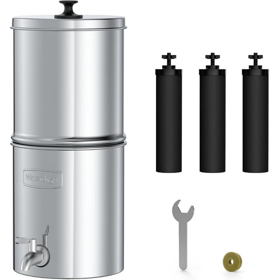 Waterdrop Gravity-fed Water Filter System, with Upgrade 3 Black Carbon Filters and Metal Spigot, 9000 Gallon Longer Lifespan and 150% Faster Flow, King Tank Series, 2.25G