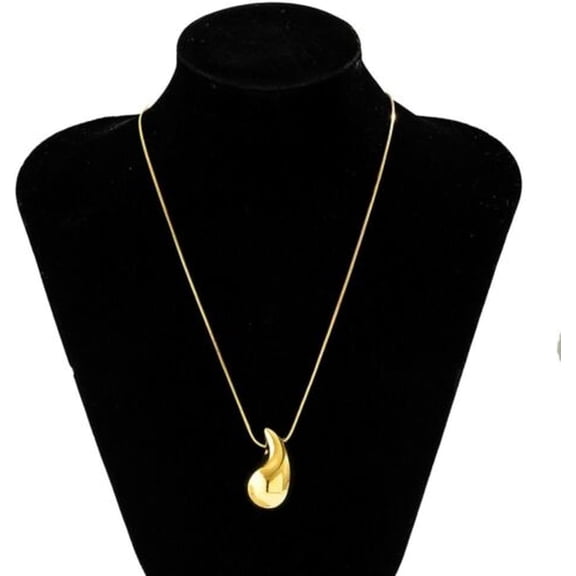 Waterdrop Hollow Elegant Teardrop Necklace High-Grade Stainless Steel Elegant Pendant Women-Gold[e196]