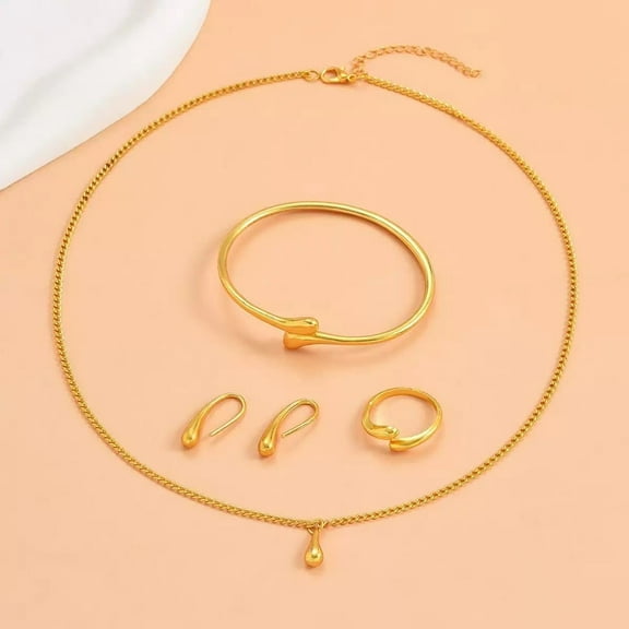 Waterdrop Jewelry Set (4-Piece) – Necklace, Bracelet, Earrings & Ring – Elegant Women's Gift