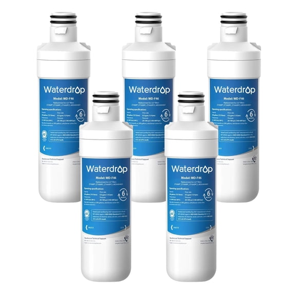 Waterdrop Refrigerator Water Filter, Replacement for LT1000P, ADQ74793501, ADQ74793502, 46-9980, 9980, LFXC24796S, LSFXC2496D, NSF Certified, Pack of 5
