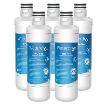 Waterdrop LT1000PC ADQ747935 MDJ64844601 Refrigerator Water Filter, Replacement for LG® LT1000P®, ADQ74793501, ADQ74793502, Kenmore 46-9980, 9980, LFXC24796S, LSFXC2496D, NSF Certified, Pack of 5