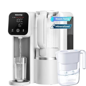 Waterdrop M6SL Mineral Reverse Osmosis System Countertop Water Filter, 8-Stage, 3:1 Pure to Drain, RO System Delivers Purified Water to Glass Pitcher,with PT05W Pichter