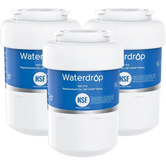 Waterdrop MWF Water Filter, Compatible with GE® SmartWater MWF, MWFINT, MWFP, MWFA, GWF, HDX FMG-1, GSE25GSHECSS, WFC1201, Kenmore 9991, NSF 42 Certified to Reduce 99% Lead, 3 Pack
