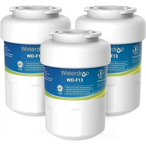 Waterdrop MWF Water Filter, Compatible with GE® SmartWater MWF, MWFINT, MWFP, MWFA, GWF, HDX FMG-1, GSE25GSHECSS, WFC1201, Kenmore 9991, NSF 42 Certified to Reduce 99% Lead, 3 Pack