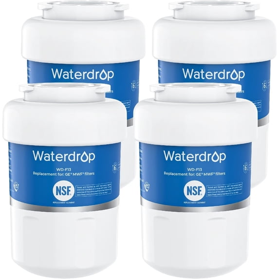 Waterdrop WD-F13 Replacement for GE® MWF® Water Filter, SmartWater® MWFP, GWF, HDX FMG-1, RWF1060, GSE25GSHECSS, 4 Pack(Package May Vary)