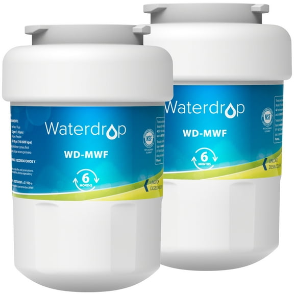 Waterdrop MWF Refrigerator Water Filter, NSF 42 Certified, Replacement for GE® SmartWater MWF, MWFINT, MWFP, MWFA, GWF, HDX FMG-1, GSE25GSHECSS, WFC1201, RWF1060, Kenmore 9991 (Pack of 2)