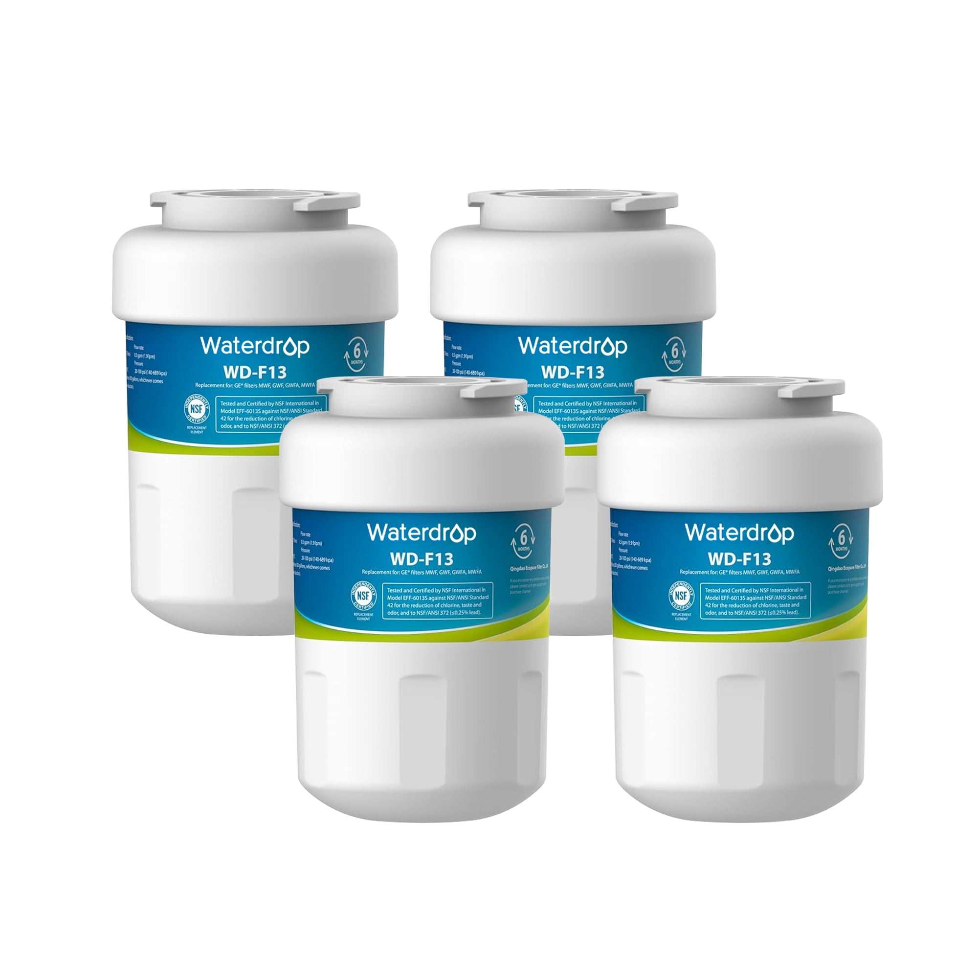 Filtro Acqua Ricambio Per GE MWF, SmartWater, Kenmore 9991 - Confezione Da 4, Compatibile Con MWF, GWF, WFC1201, Carbone Di Cocco