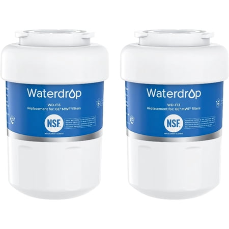 Waterdrop MWF Refrigerator Water Filter, Replacement for GE® MWF® Water Filter, SmartWater® MWFP, GWF, HDX FMG-1, RWF1060, GSE25GSHECSS, 2 Packs(Package May Vary)