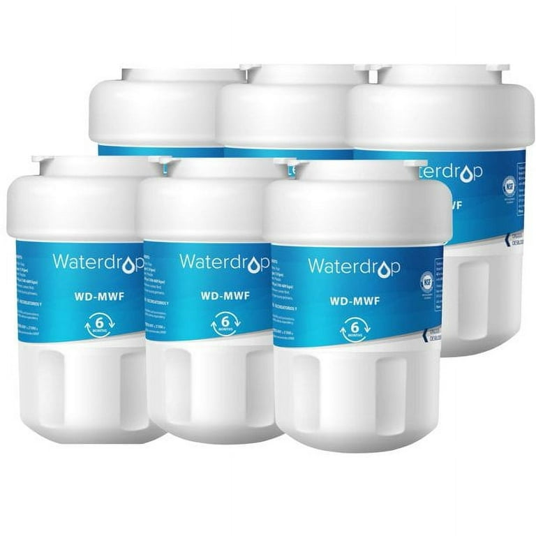 Waterdrop MWF Replacement for GE® MWF SmartWater, MWFA, MWFP, GWF, GWFA,  Kenmore 9991,46-9991, 469991 Refrigerator Water Filter, 6 Pack 