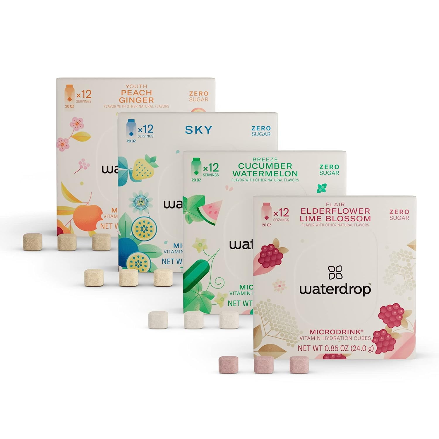 Waterdrop Microdrink, Water Enhancer Cubes (48 Servings) Sugar Free Electrolytes, Natural Fruit