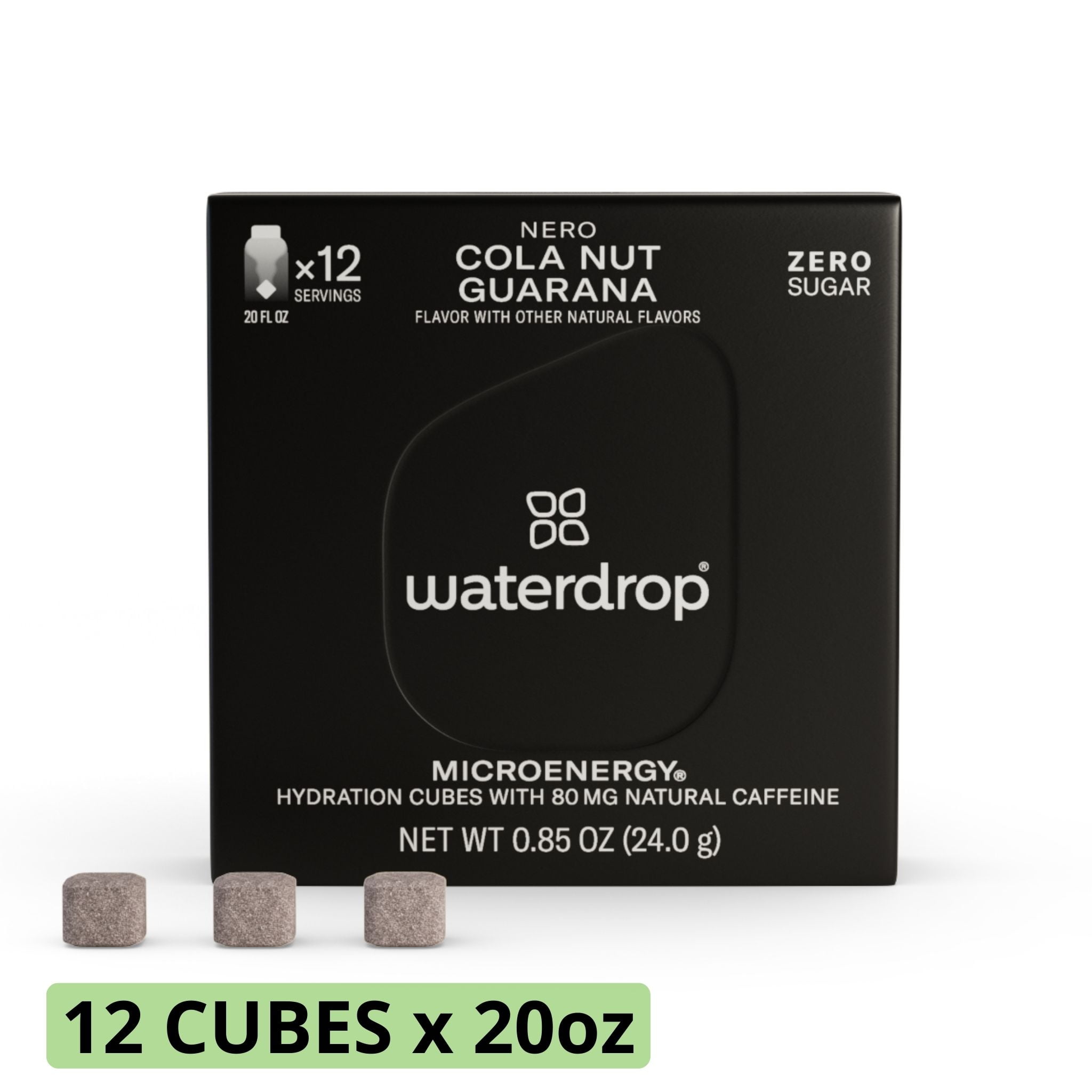 Waterdrop Microenergy, Nero, Cola Nut Guarana, 12 Cubes, 0.85 oz (24 g)