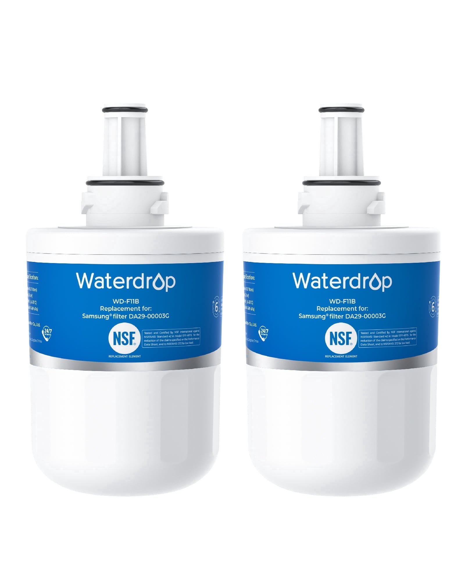 Waterdrop WD-F11B Refrigerator Water Filter, Replacement for Samsung® DA29-00003G, DA29-00003B, DA29-00003A, Aqua-Pure Plus, HAFCU1, RFG237AARS, FMS-1, RS22HDHPNSR, RSG257AARS, 2 Filters