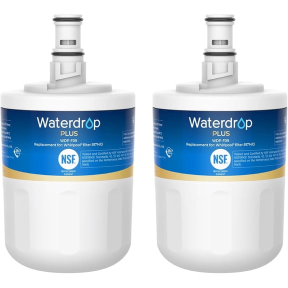 Waterdrop Plus 8171413 Refrigerator Water Filter, Replacement for Whirlpool 8171413, EDR8D1, Kenmore 46-9002, NLCS200, NSF 401&53&42 Certified, Reduce PFAS, Pack of 2
