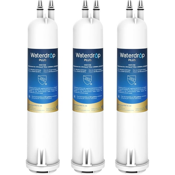 Waterdrop Plus EDR3RXD1 Replacement for Everydrop Filter 3, 4396841, 4396710, Kenmore 46-9083, 46-9030, WDP-F08, NSF/ANSI 401&53 Refrigerator Water Filter, 3 Filters
