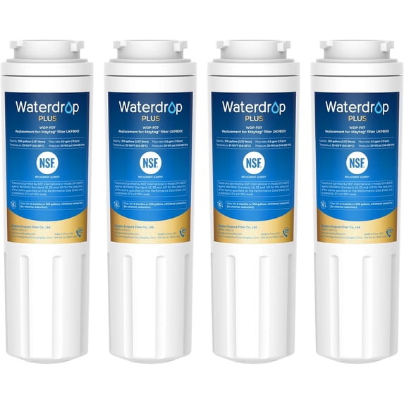 Waterdrop Plus UKF8001 NSF 401,53 Certified Refrigerator Water Filter, ๐๐๐๐ฎ๐๐ ๐๐
๐๐, Replacement for Whirlpoolยฎ Everydropยฎ, EDR4RXD1, (4)