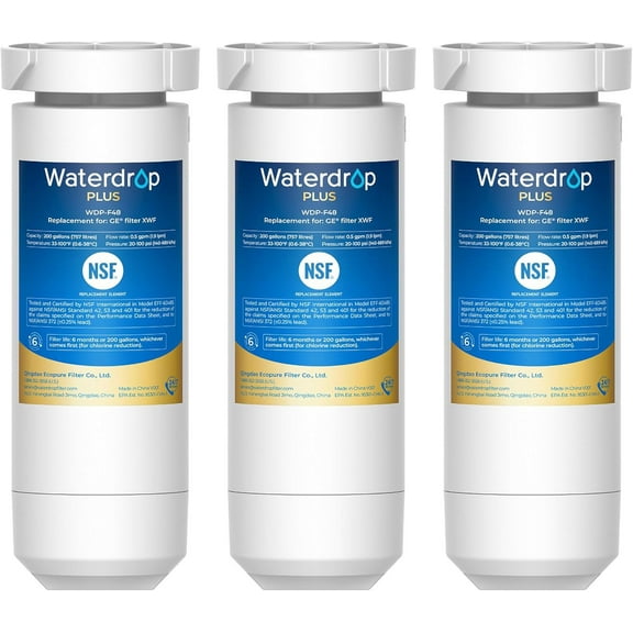 Waterdrop Plus XWF Replacement for GE XWF, WR17X30702, NSF/ANSI 401&53&42&372 Certified, 3 Filters