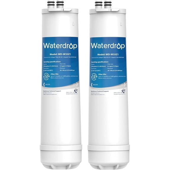 Waterdrop RC EZ 1 Water Filter, Replacement for DuPont Carbon 3000QT Filter, Culligan RC-EZ-1, DuPont WFQTC30001, WFQTC70001, Brita USF-201, USF-202, 3K Gallons, 2 Pack