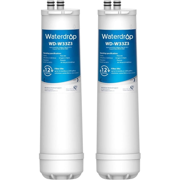 Waterdrop RC EZ 3 Water Filter, Replacement for Culligan RC-EZ-3, US-EZ-3, RC-EZ-1, Brita USF-201, USF-202, DuPont Carbon 3000QT Filter, 2K Gallons, 2 Pack