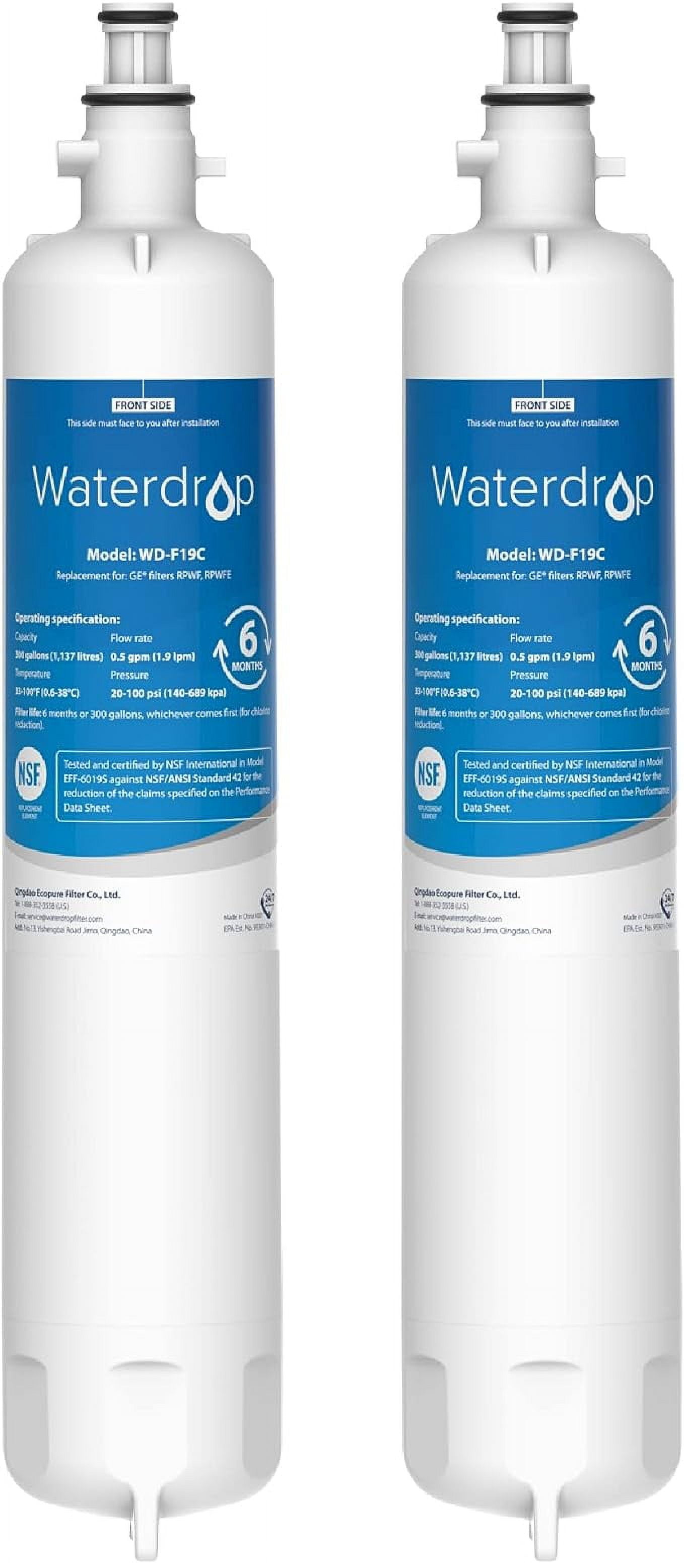 Waterdrop RPWFE Refrigerator Water Filter (Built-in CHIP), Replacement ...