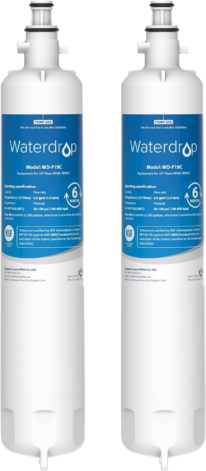 Waterdrop RPWFE Refrigerator Water Filter (Builtin CHIP), Replacement
