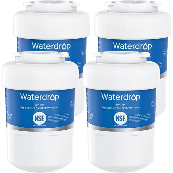 Waterdrop WD-F13 Replacement for GE MWF Water Filter, SmartWater MWFP, GWF, HDX FMG-1, RWF1060, GSE25GSHECSS, 4 Filters(Package May Vary)