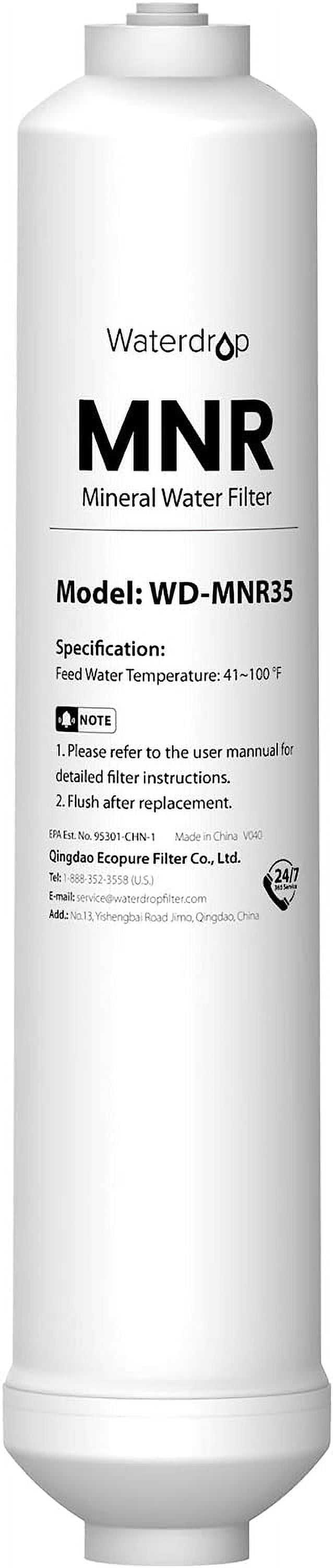 Waterdrop Remineralization Filter WD-MNR35, RO Mineral Filter, 1/4" Quick Connect Mineral Filter For Reverse Osmosis System, Under Sink Water Filtration Restore Essential Minerals for RO System