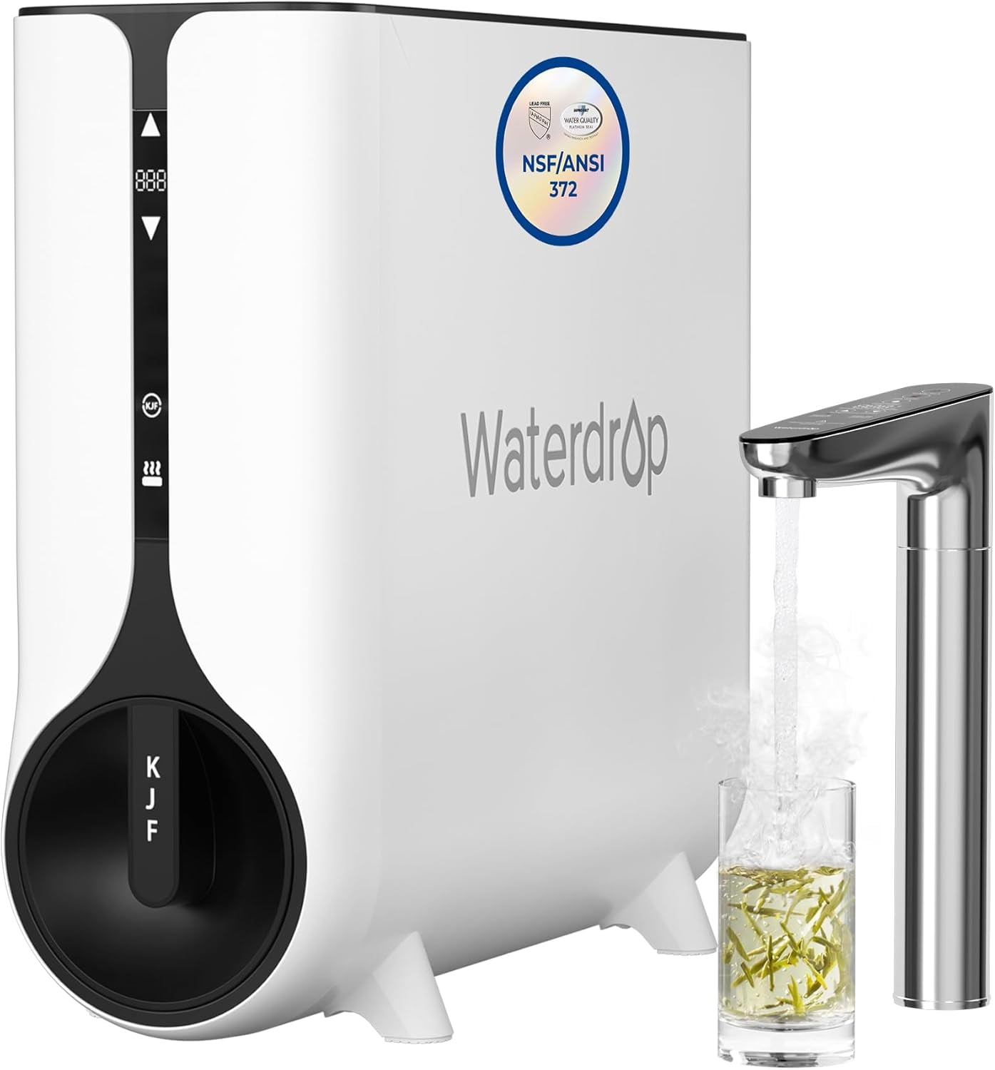 Waterdrop Reverse Osmosis Instant Hot Water Dispenser System, Under Sink, TDS Reduction, Smart LED Faucet, Tankless, 2:1 Pure to Drain, 600 GPD, Hot and Cold Water Dispenser Faucet