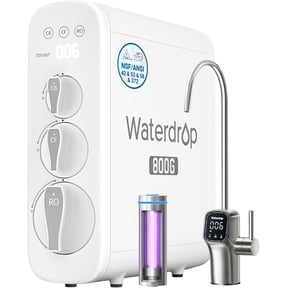 Waterdrop G3P800 Reverse Osmosis System, 800 GPD Fast Flow, NSF/ANSI 42 & 53 & 58 & 372 Certified, 3:1 Pure to Drain, Tankless Under Sink RO Water Filter System, LED Purifier, Smart Faucet
